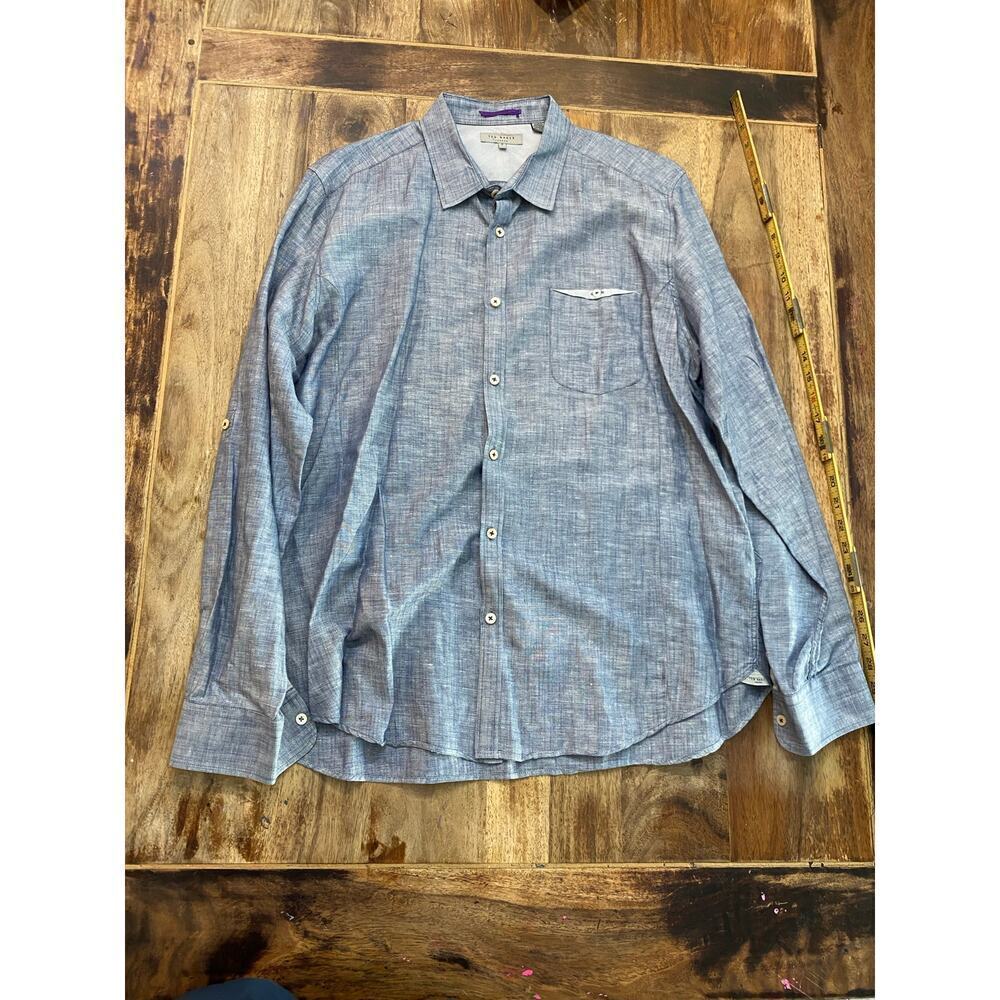 Ted Baker London Blue Long Sleeves Button Down Shirt Size 6